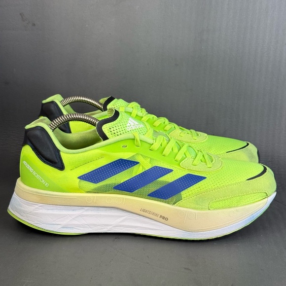 adidas Adizero Boston 10 Signal Green Sonic Ink athletic sneaker shoes men's 10